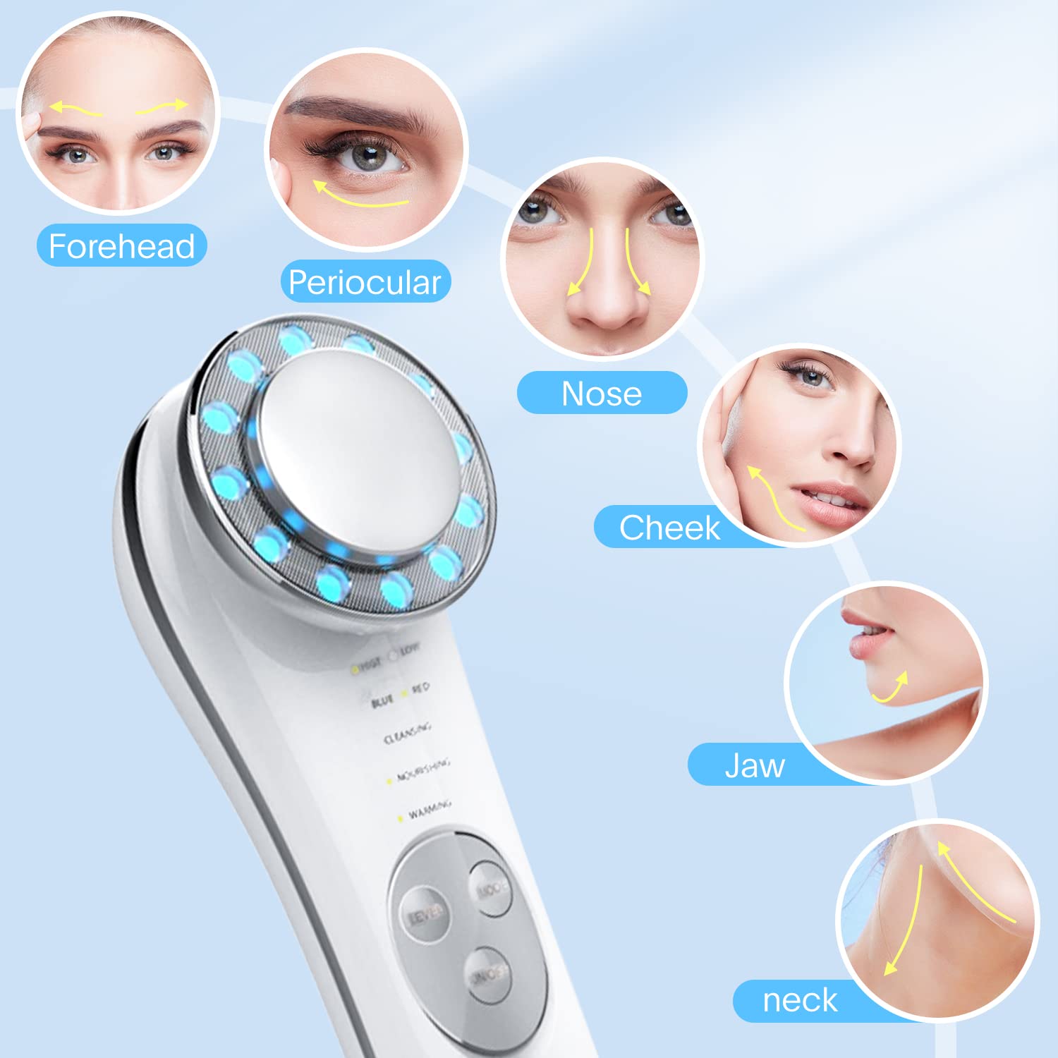 Facial Massager, Skin Care Tools 7 in 1 High Frequency Facial Machine, Skin Care Galvanic Facial Machine - Image 5
